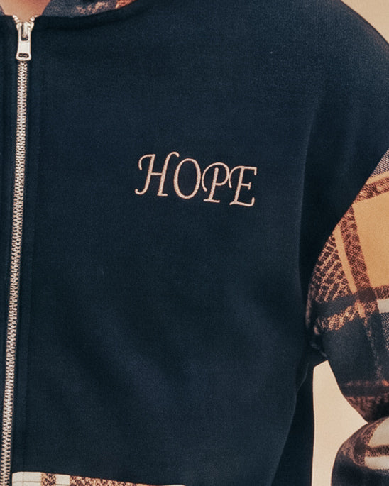 Hope Plaid Zip Up Hoodie