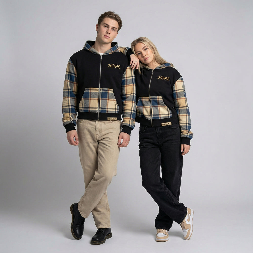 Hope Plaid Zip Up Hoodie