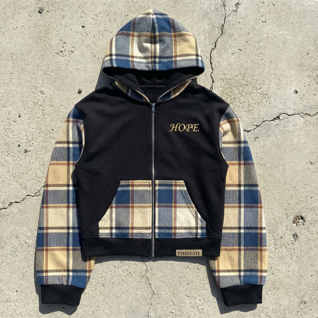 Hope Plaid Zip Up Hoodie