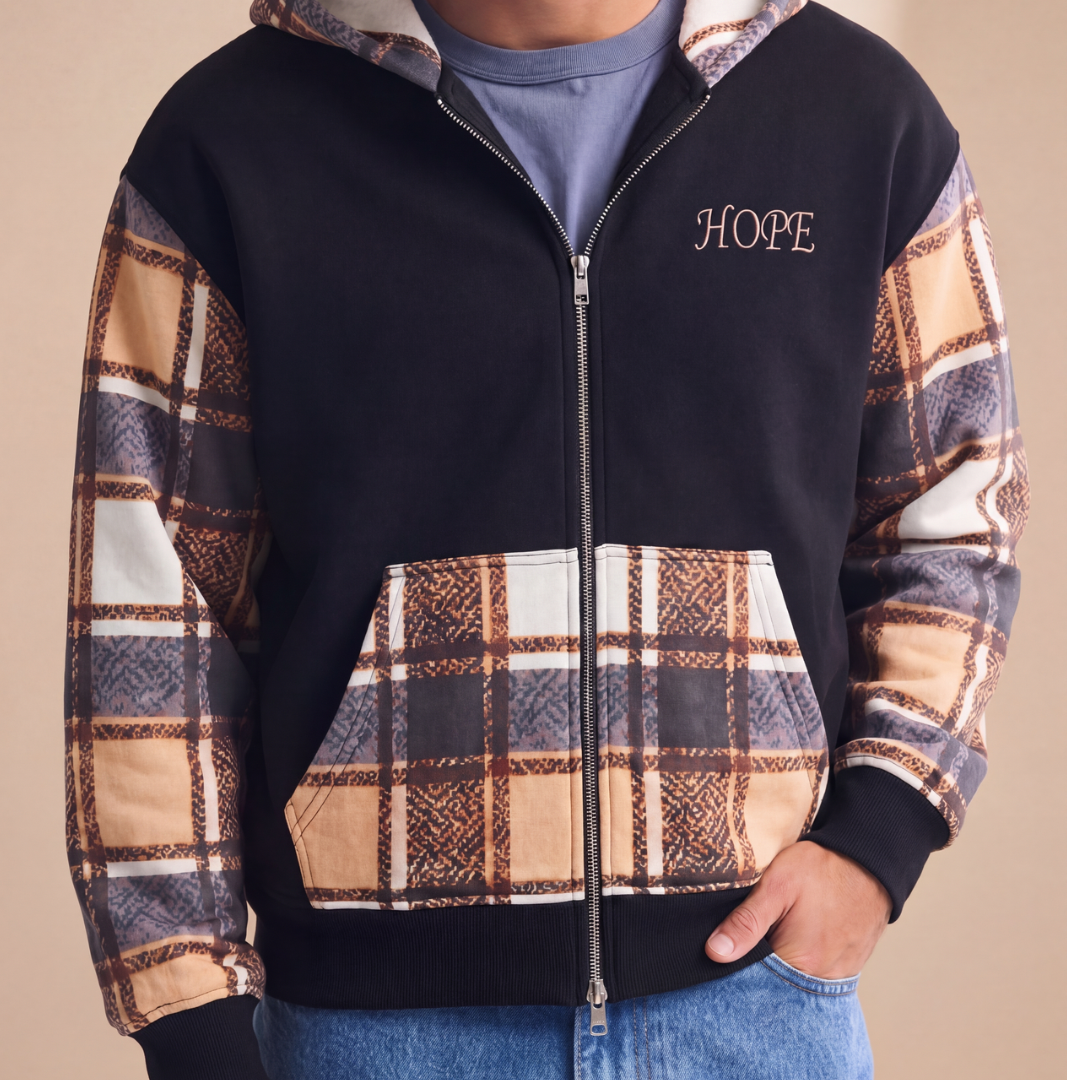 Hope Plaid Zip Up Hoodie