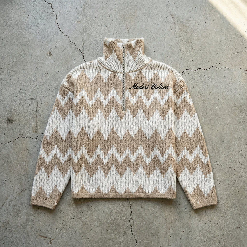 Modest Culture Knit Quater Zip Sweater