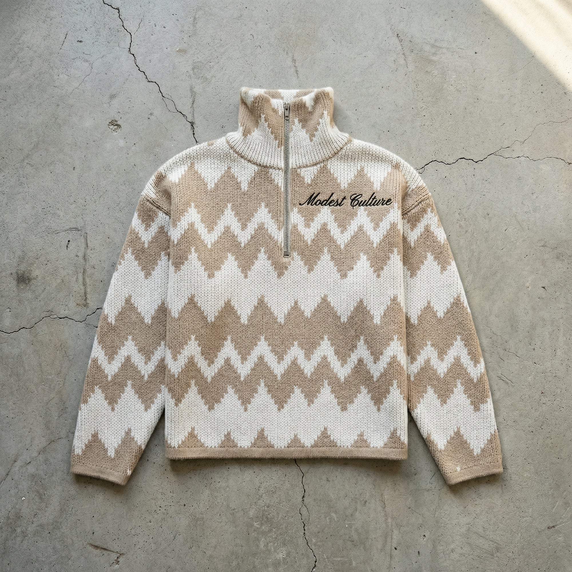 Modest Culture Knit Quater Zip Sweater