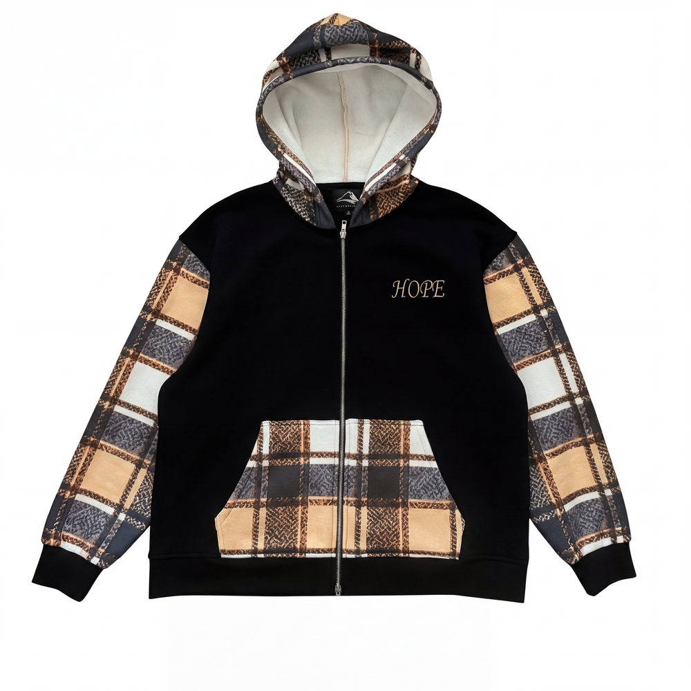 Hope Plaid Zip Up Hoodie